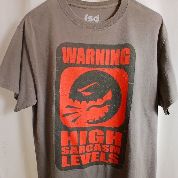 Boys FSD Gray With Red Warning High Sarcasm Levels Lettering Size Medium - Picture 1 of 8